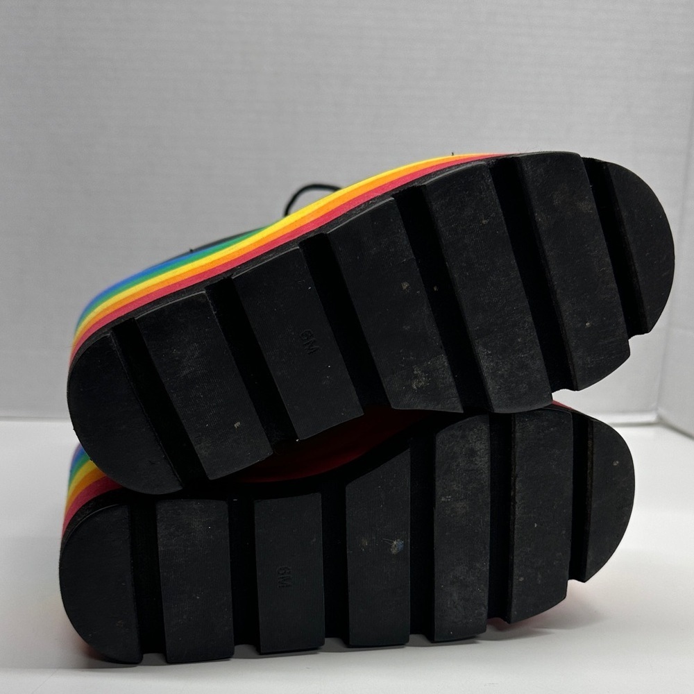 Dolls Kill Club Exx Rainbow Platform Boots Lace Up Heeled Boots Colorful Size 6 - Picture 11 of 12